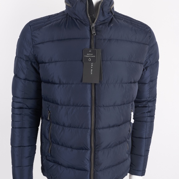 Zara Jackets & Coats Zara Mens Puffer Coat Jacket Navy Blue Hood S